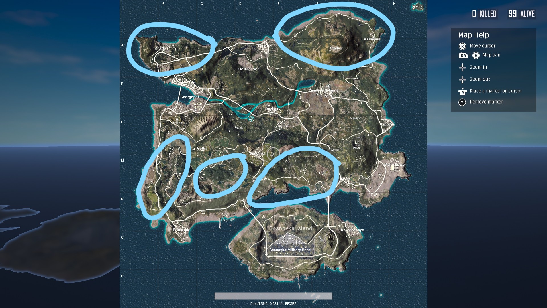 PUBG survival drop zone map