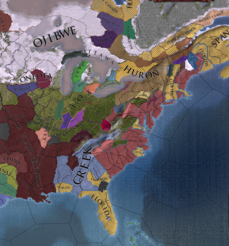 Forming the thirteen colonies as Great Britain in EU4