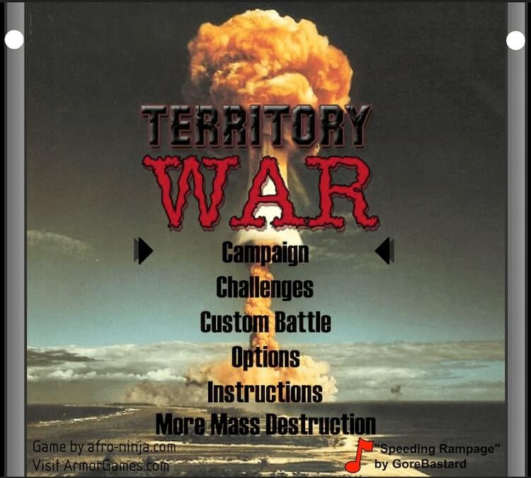 The main menu of Territory War
