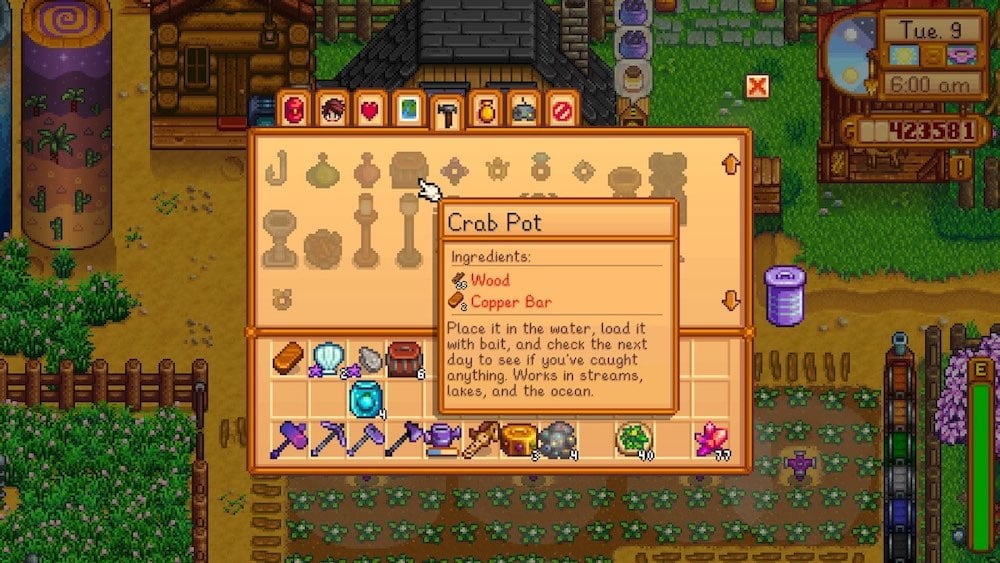 The Reduced Crafting Cost for Crab Pots when having the Trapper Profession in Stardew Valley
